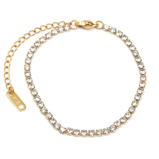 18K Gold Crystal Tennis Bracelet