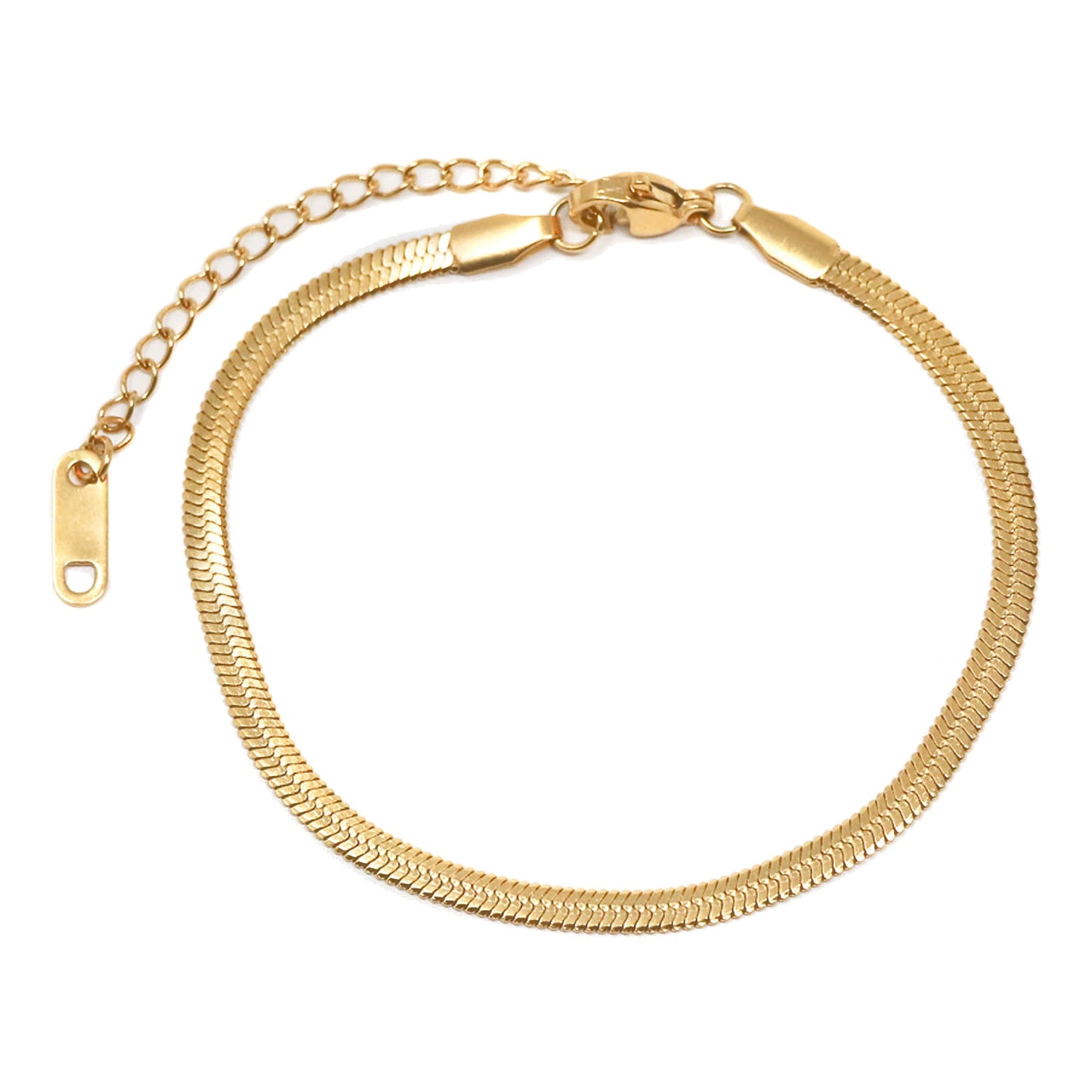 18K Gold Herringbone Chain Bracelet