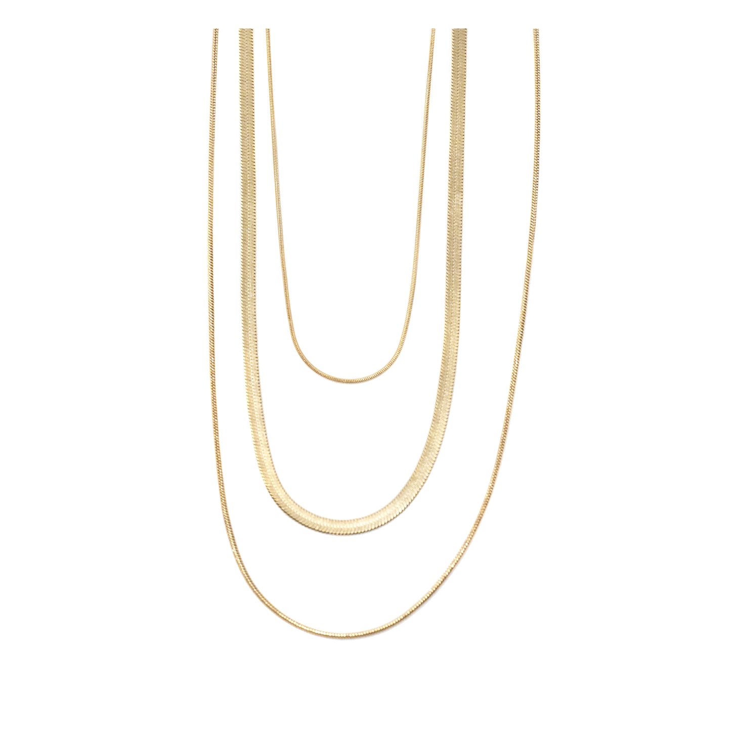 18K Gold Triple-Layer Snake Chain Necklace