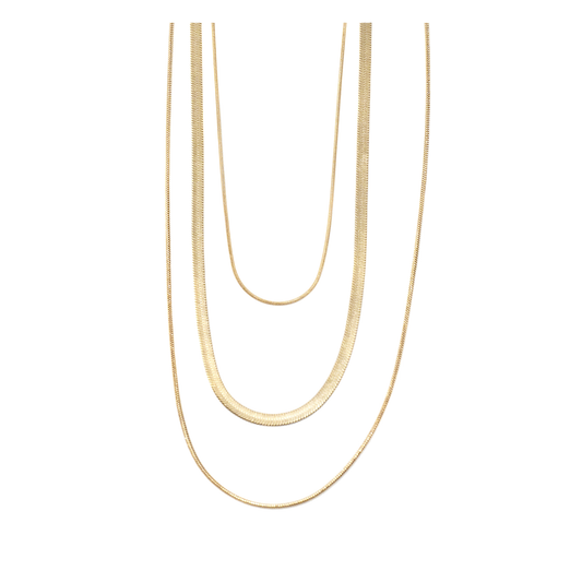 18K Gold Triple-Layer Snake Chain Necklace