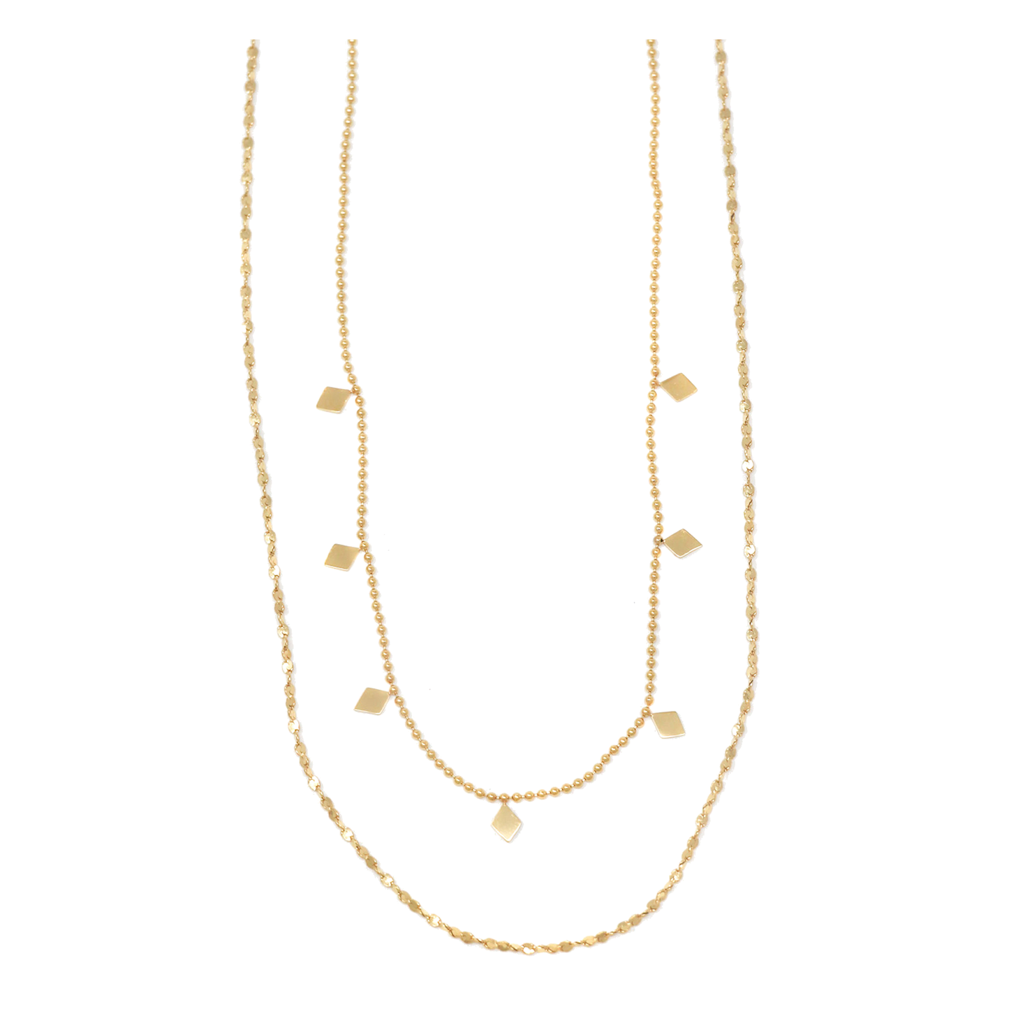 18K Gold Double-Layer Diamond Charm Necklace