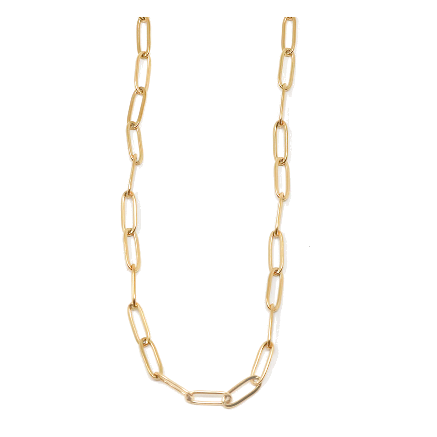 18K Gold Large Oval Paperclip Chain Necklace
