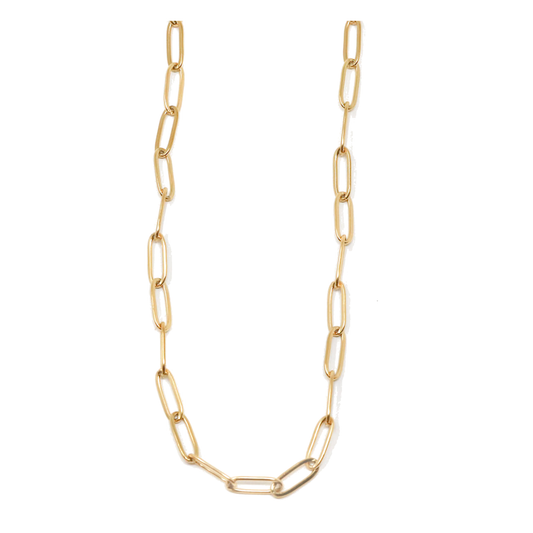 18K Gold Large Oval Paperclip Chain Necklace