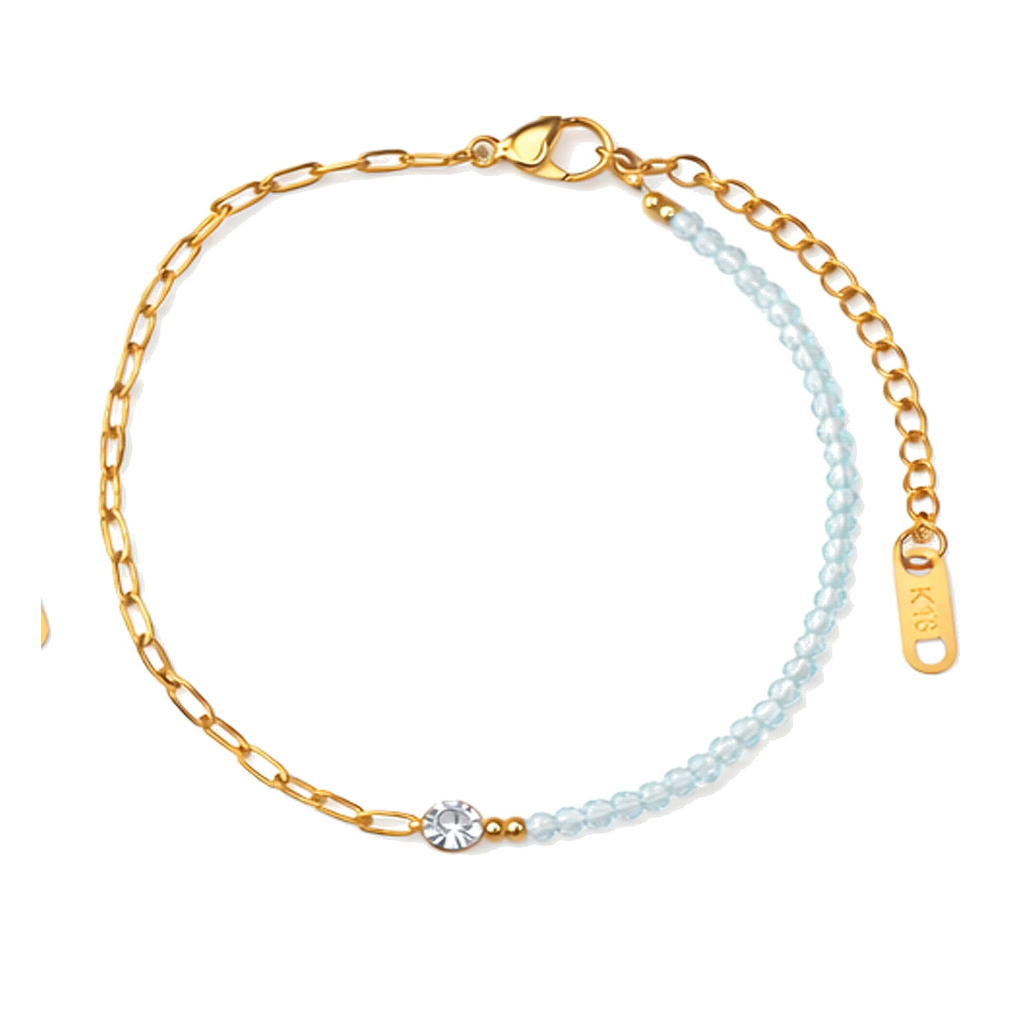 18K Gold Beaded Crystal Center Bracelet