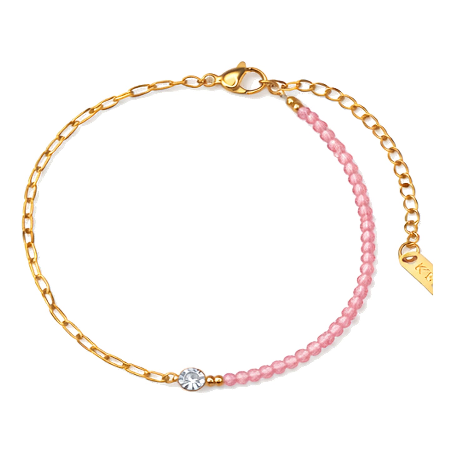 18K Gold Beaded Crystal Center Bracelet