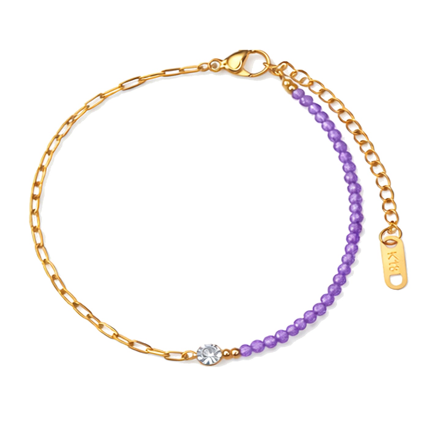 18K Gold Beaded Crystal Center Bracelet