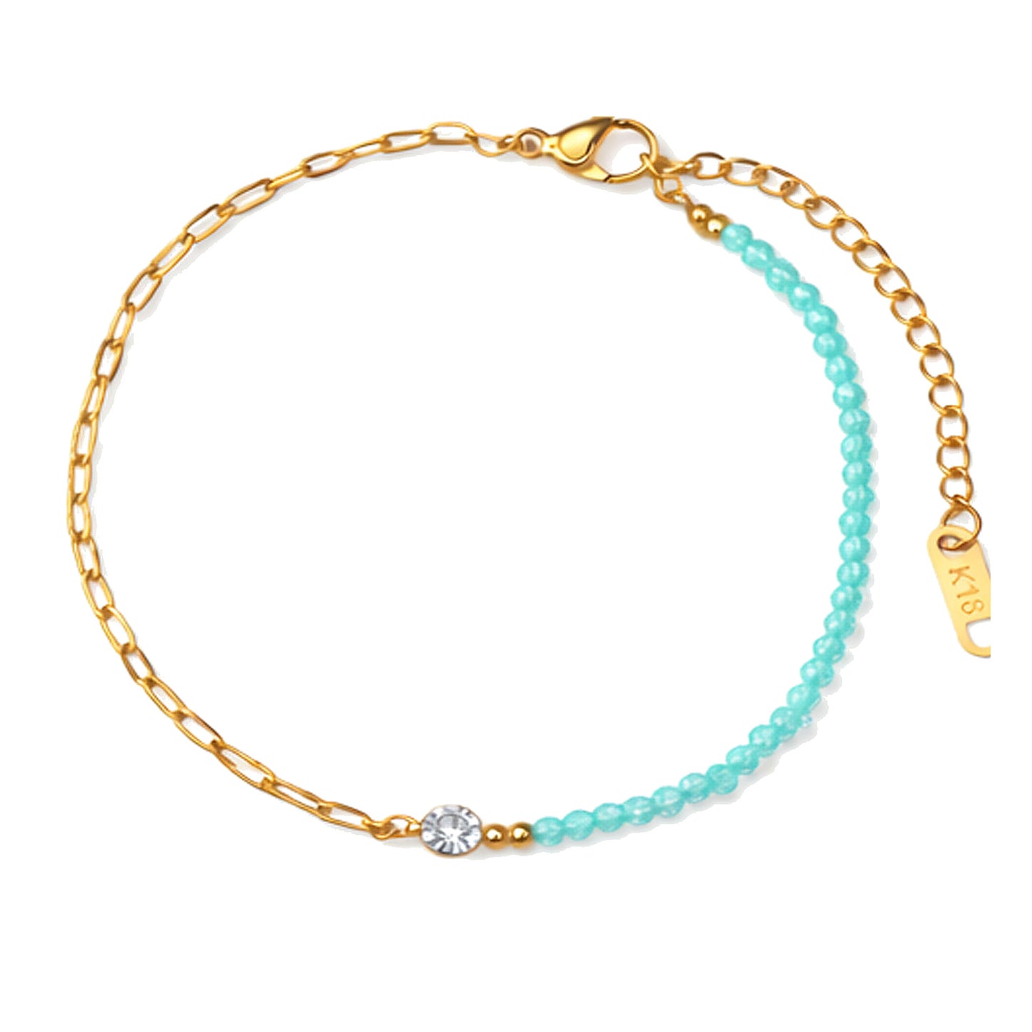 18K Gold Beaded Crystal Center Bracelet