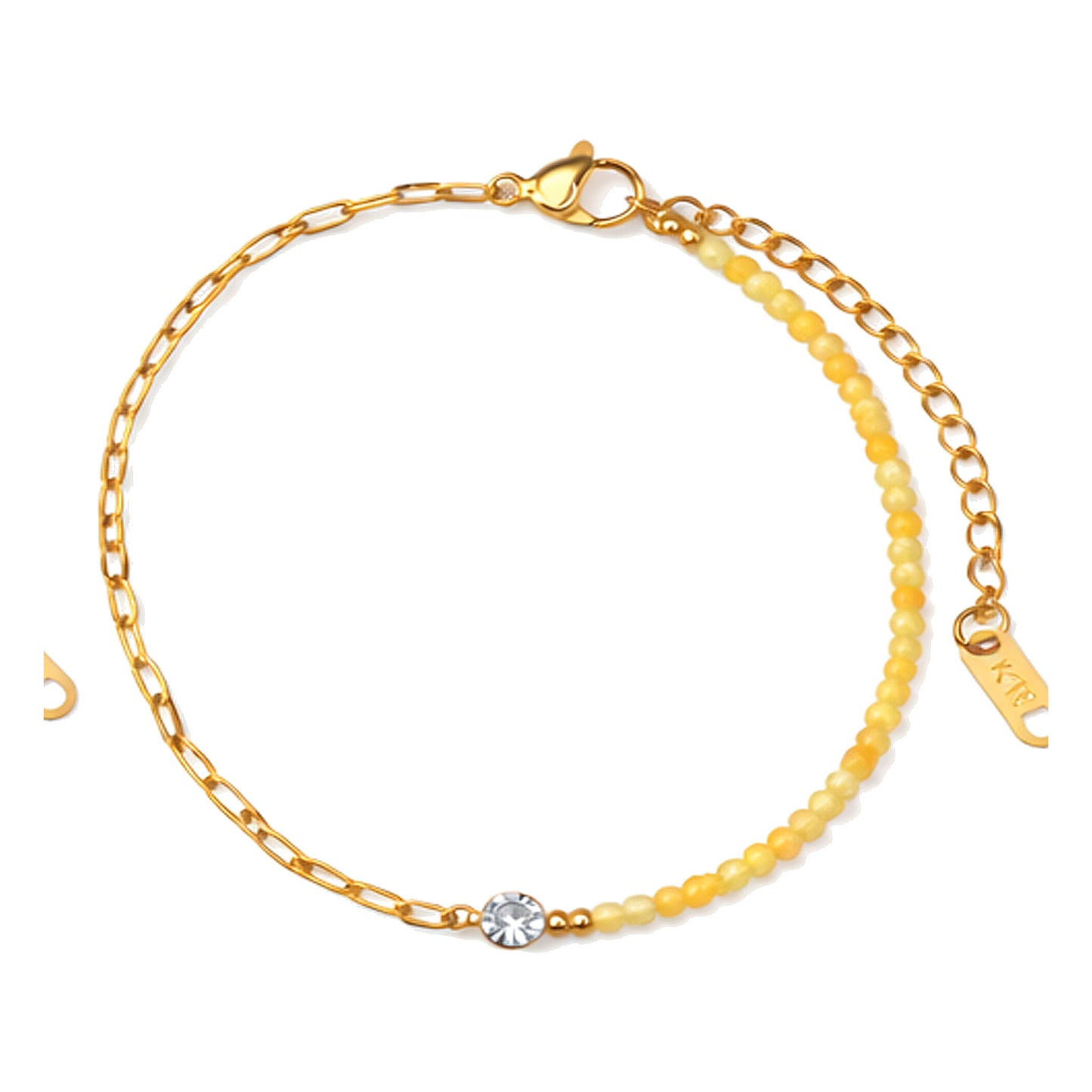 18K Gold Beaded Crystal Center Bracelet