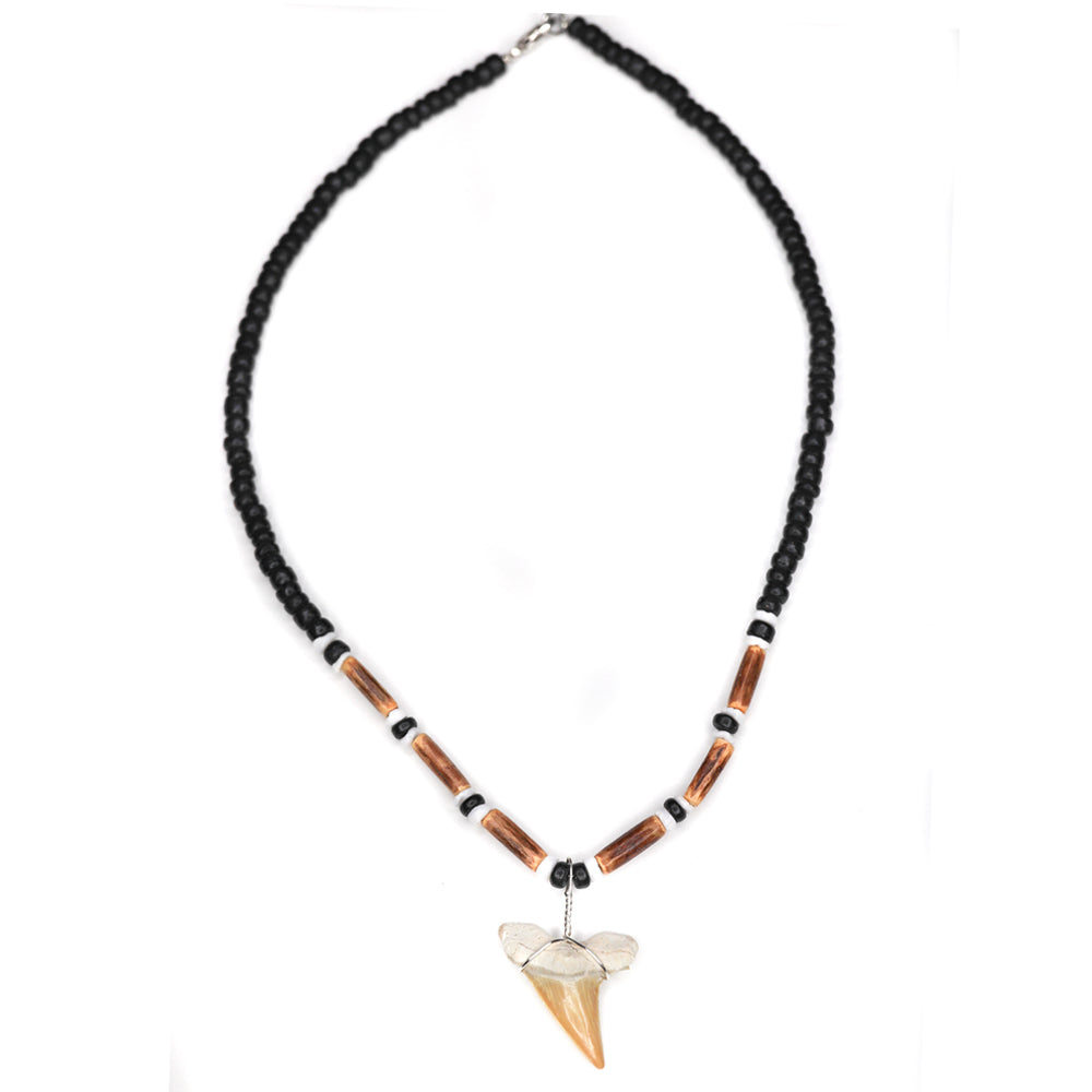 charming shark, jewelry, shark tooth necklace, natural, unisex, coconut, shell, bead, shark, tooth, big, surf, surfboard, brown, black, dark, white