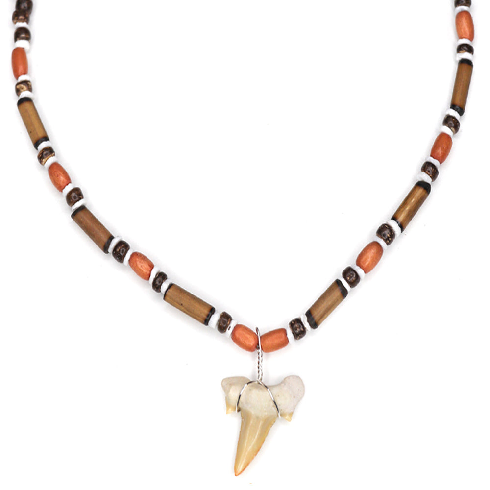 charming shark, jewelry, shark tooth necklace, natural, unisex, coconut, shell, bead, shark, tooth, big, surf, surfboard, orange, black, brown