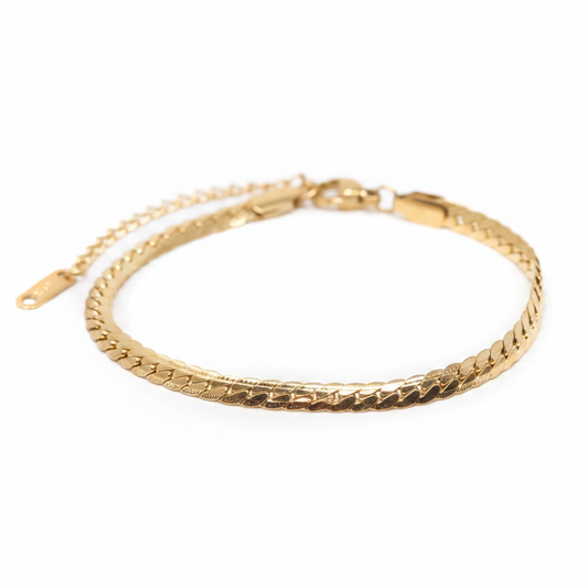 18K Gold Cuban Link Chain Bracelet - professional product photo