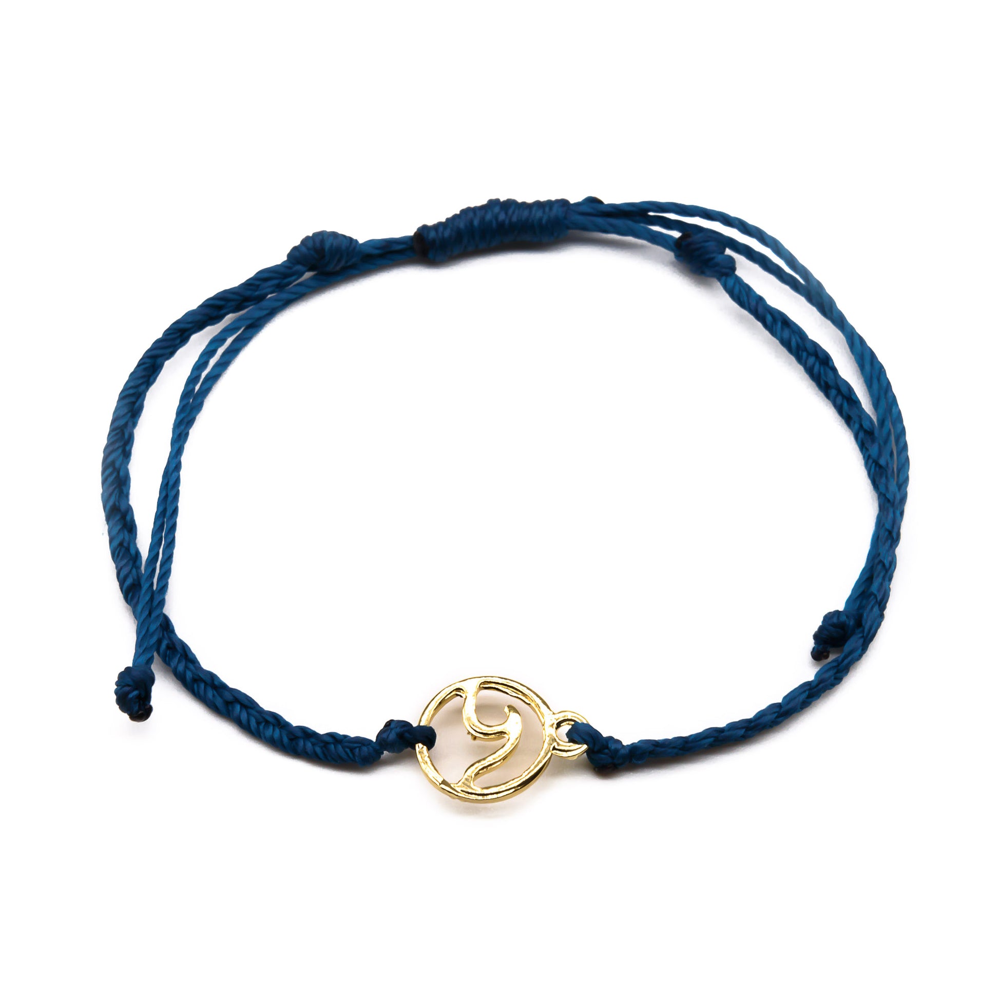 navy blue dark blue wave charm dainty string bracelet