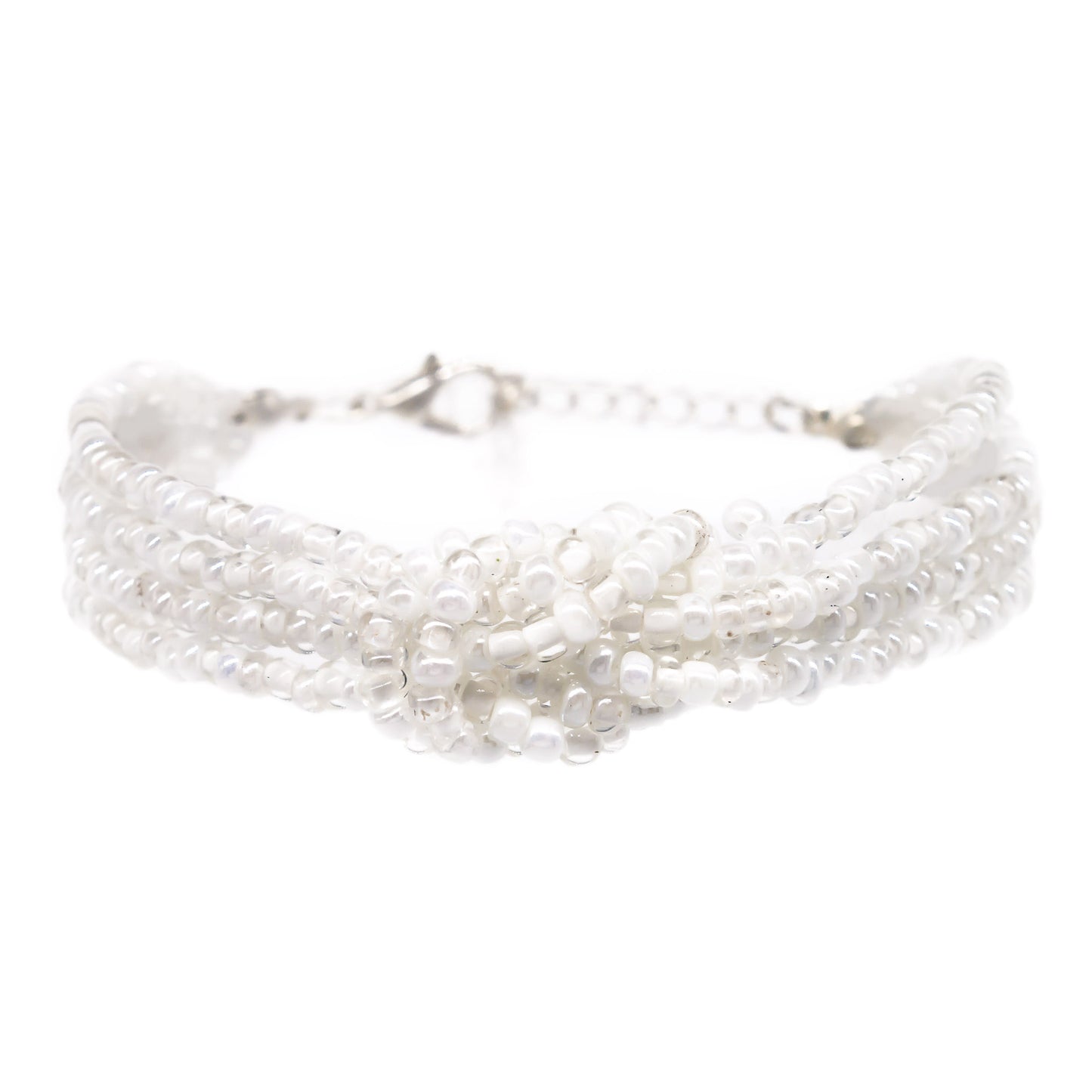 womens white beaded knot bracelet