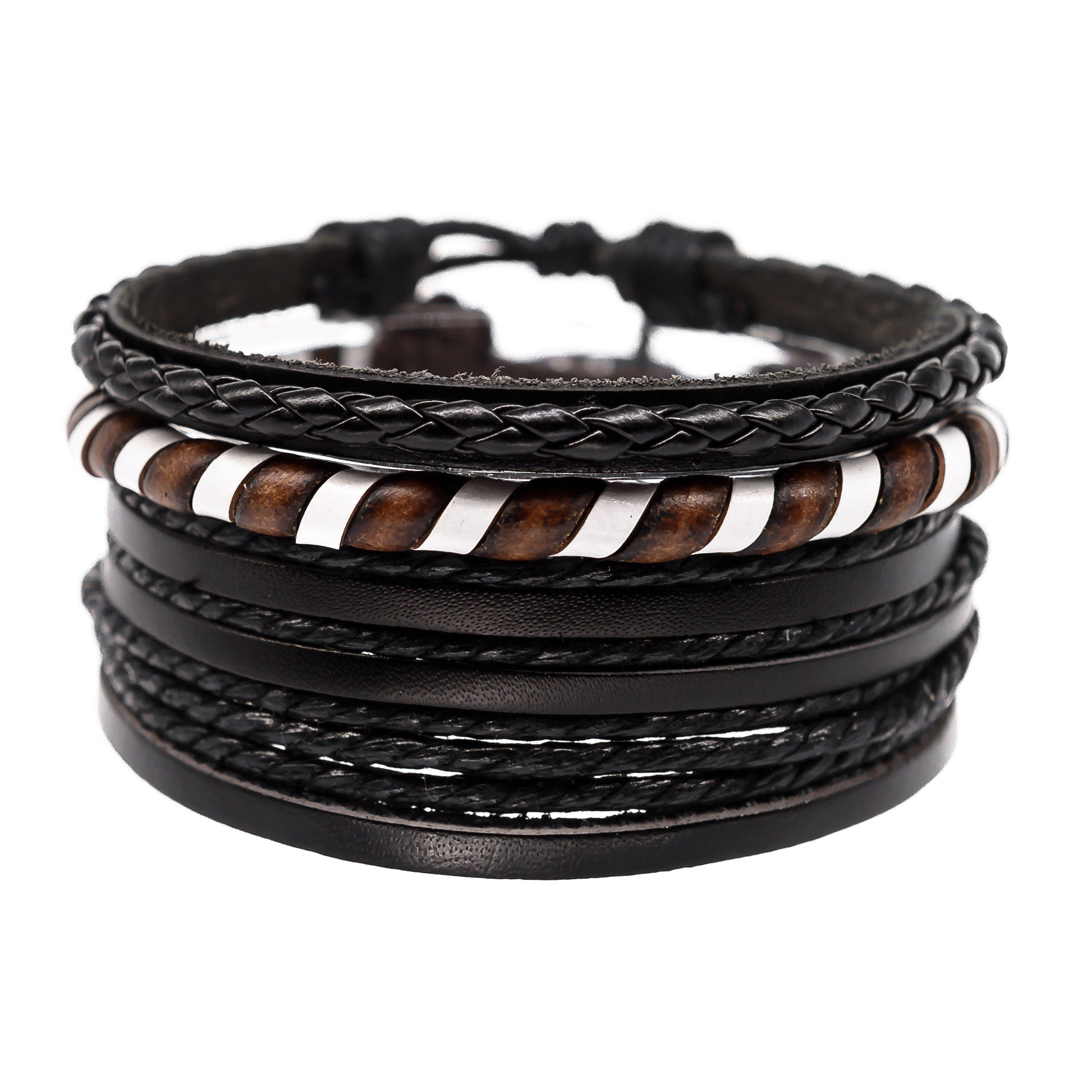 mens leather bracelet stack, jewelry for surfers, guys bracelets