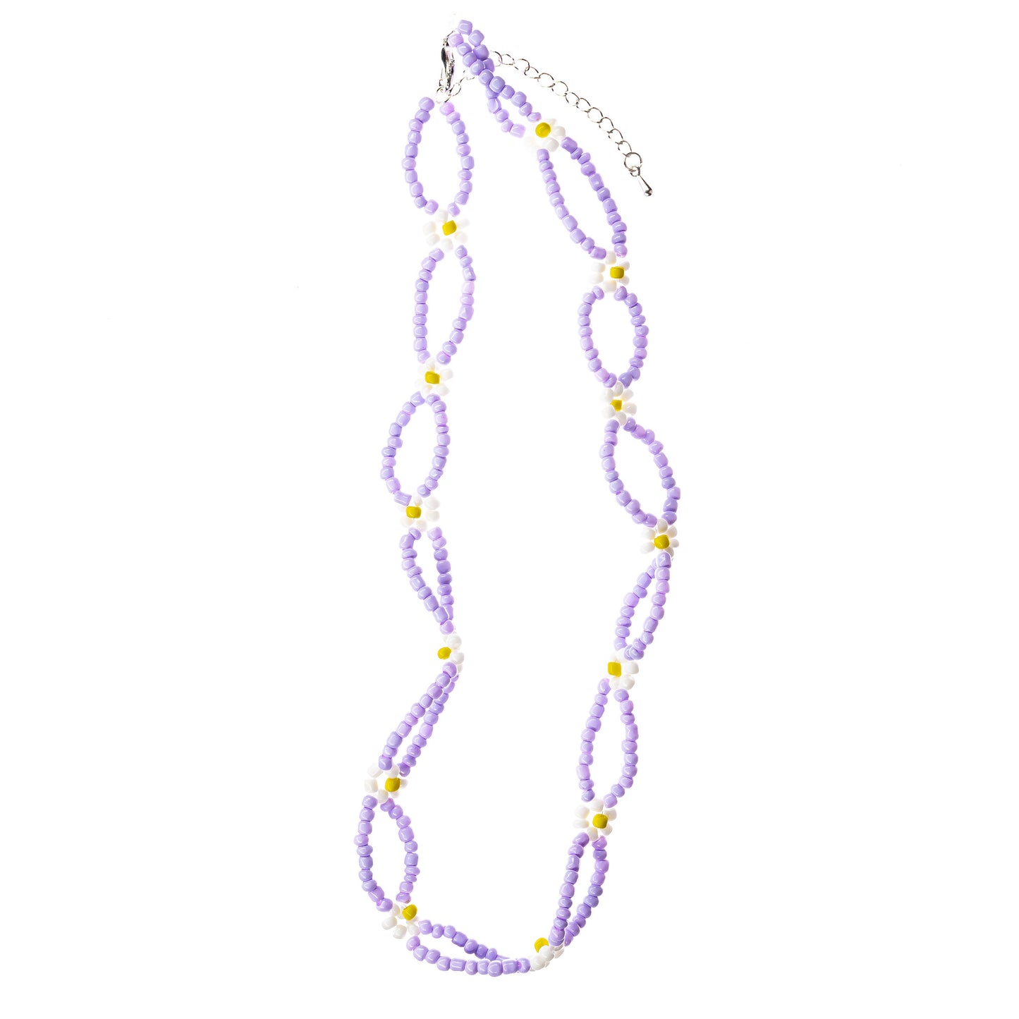womens purple beaded flower necklace