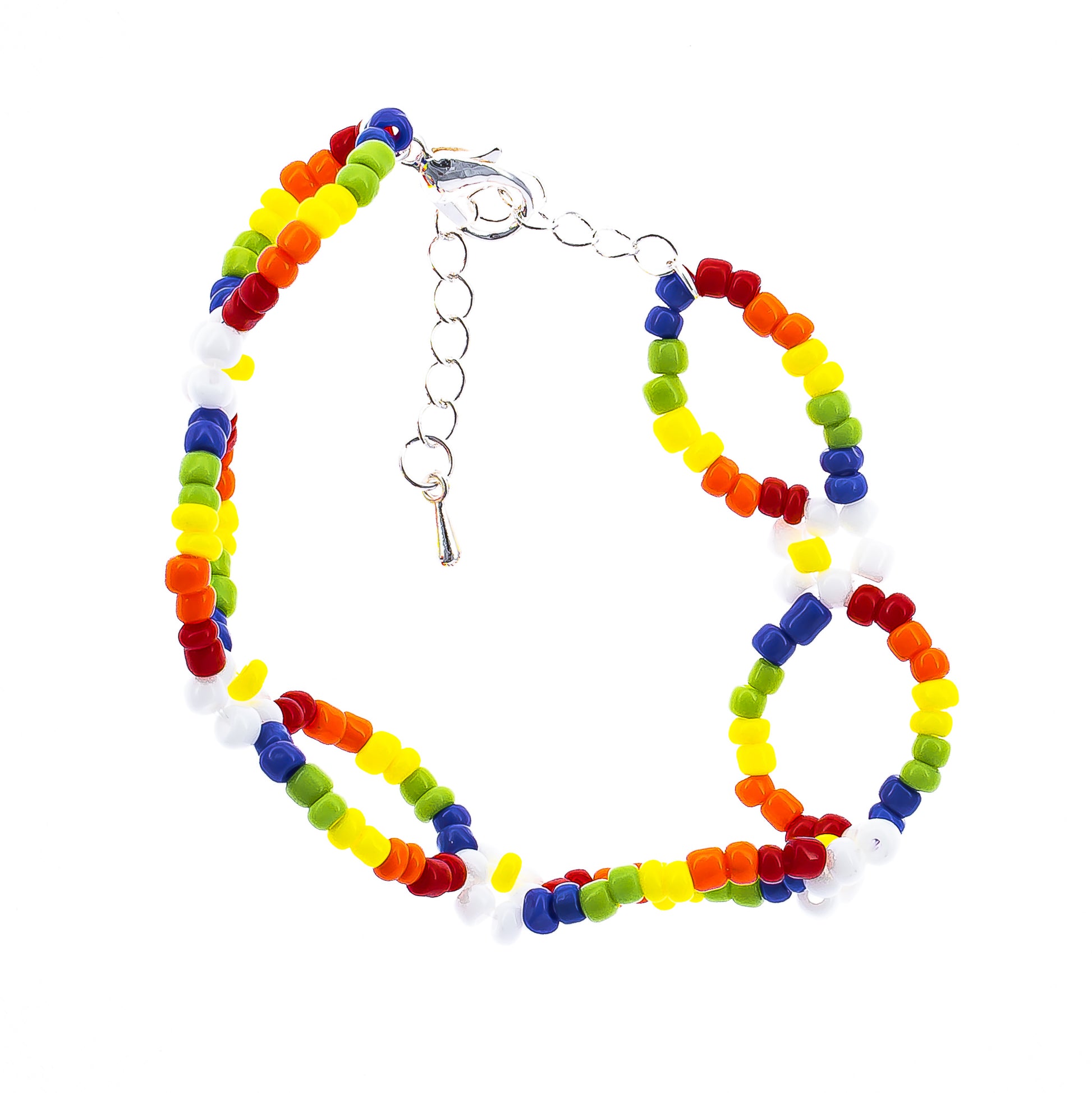 womens rainbow flower beaded loop bracelet