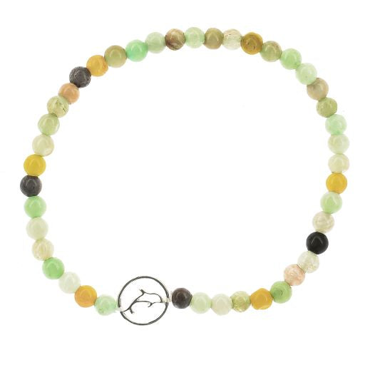 bracelet, stone beaded, beach style, boho style, dolphin charm, green