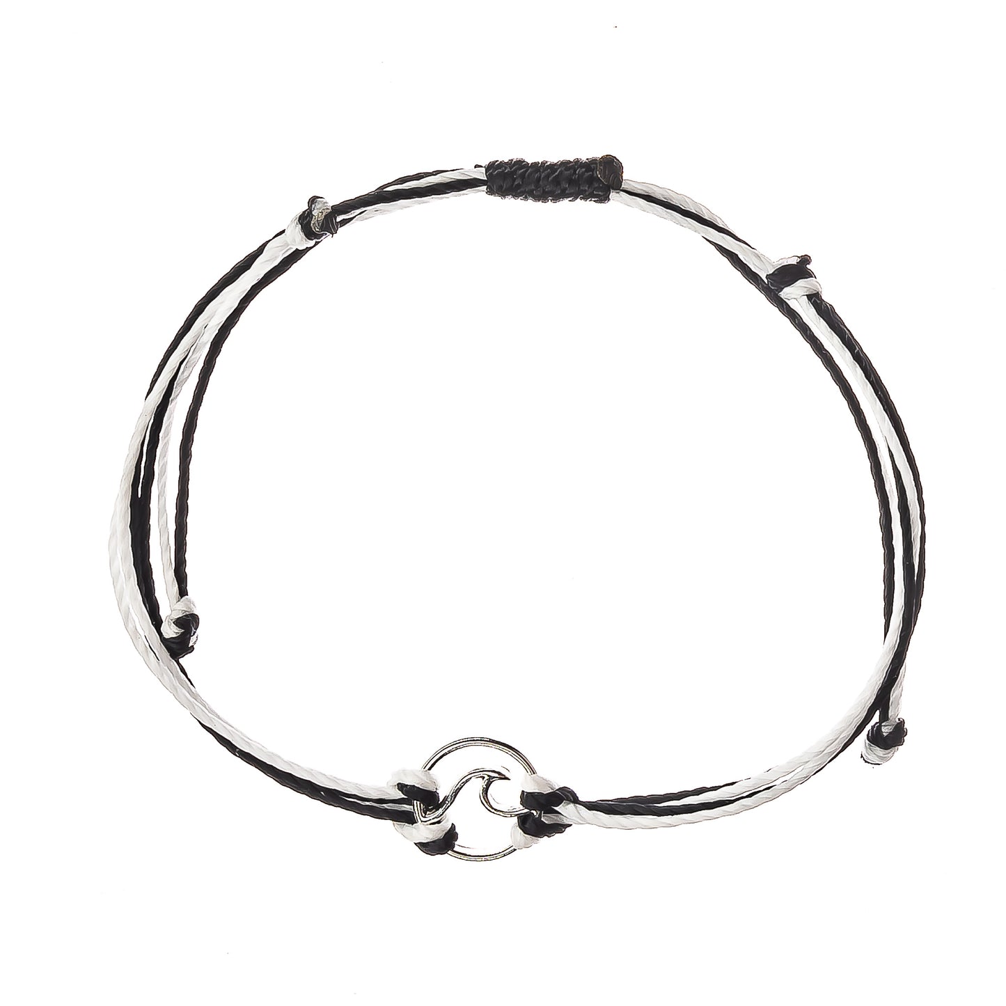 surfer string bracelet, wave charm, black