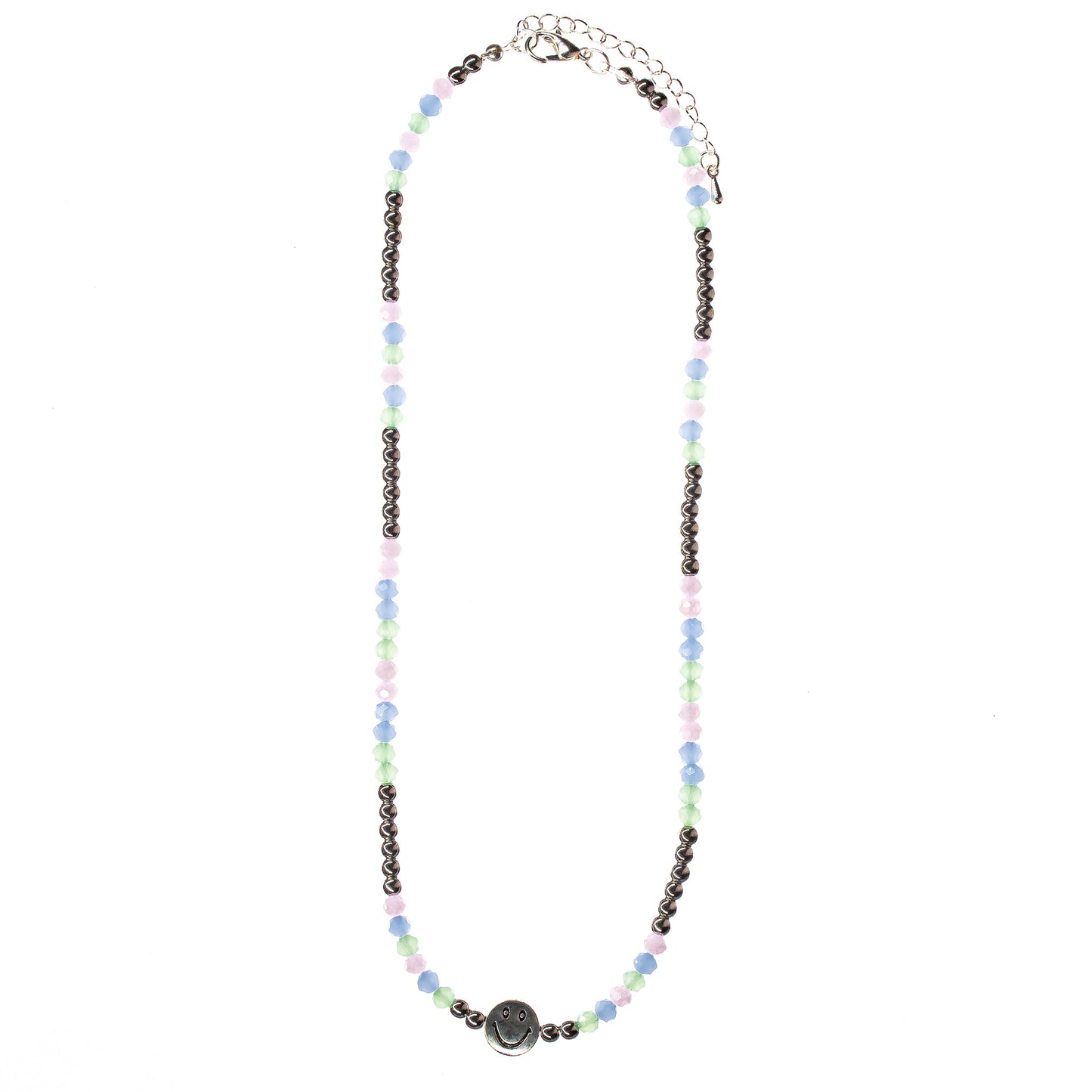 choker, necklace, beaded, smiley face, women, teen, girls