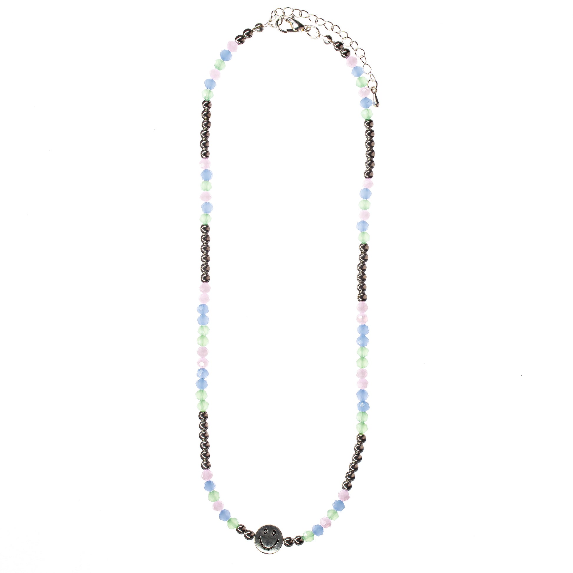 choker, necklace, beaded, smiley face, women, teen, girls