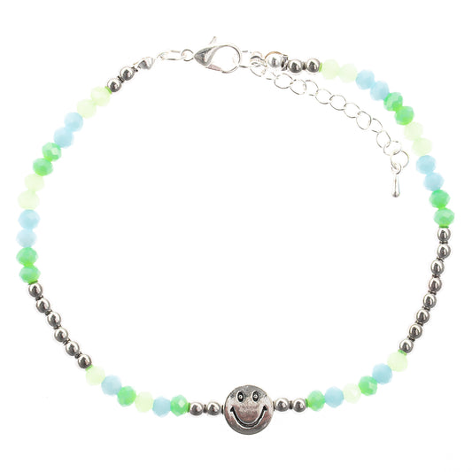 anklet, beaded, smiley face, women, teen, girls