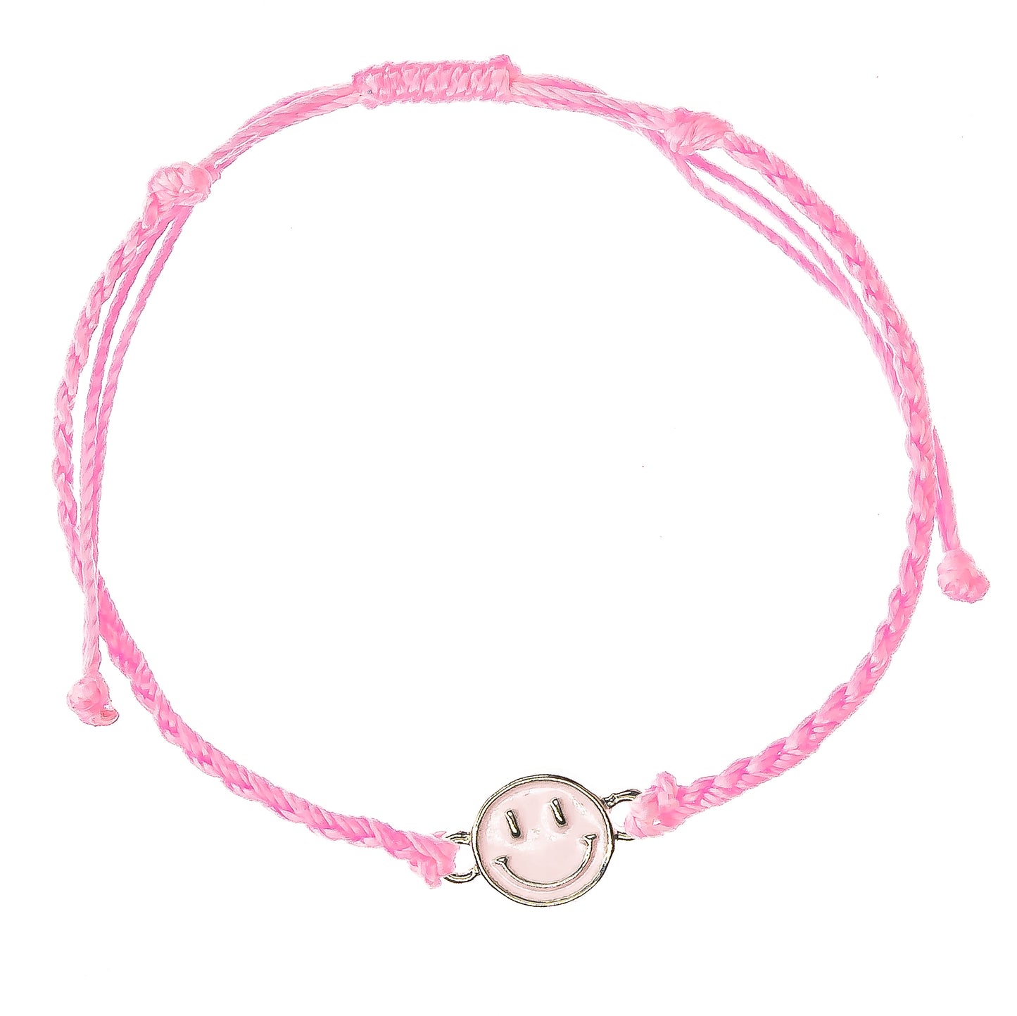 pink smiley face charm string bracelet