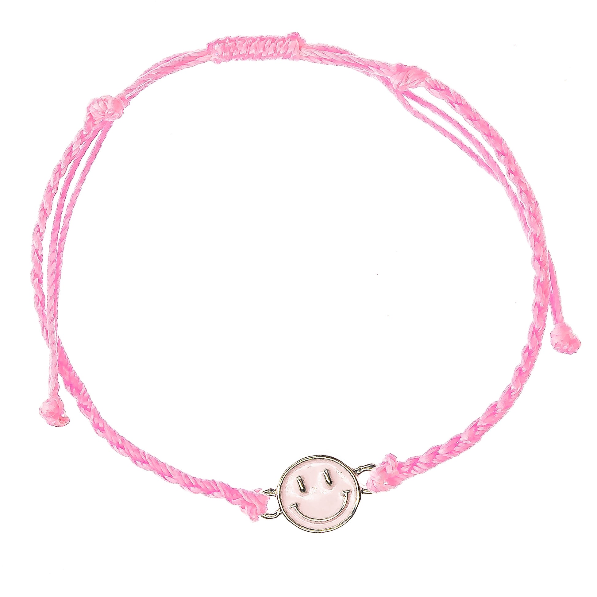 pink smiley face charm string bracelet
