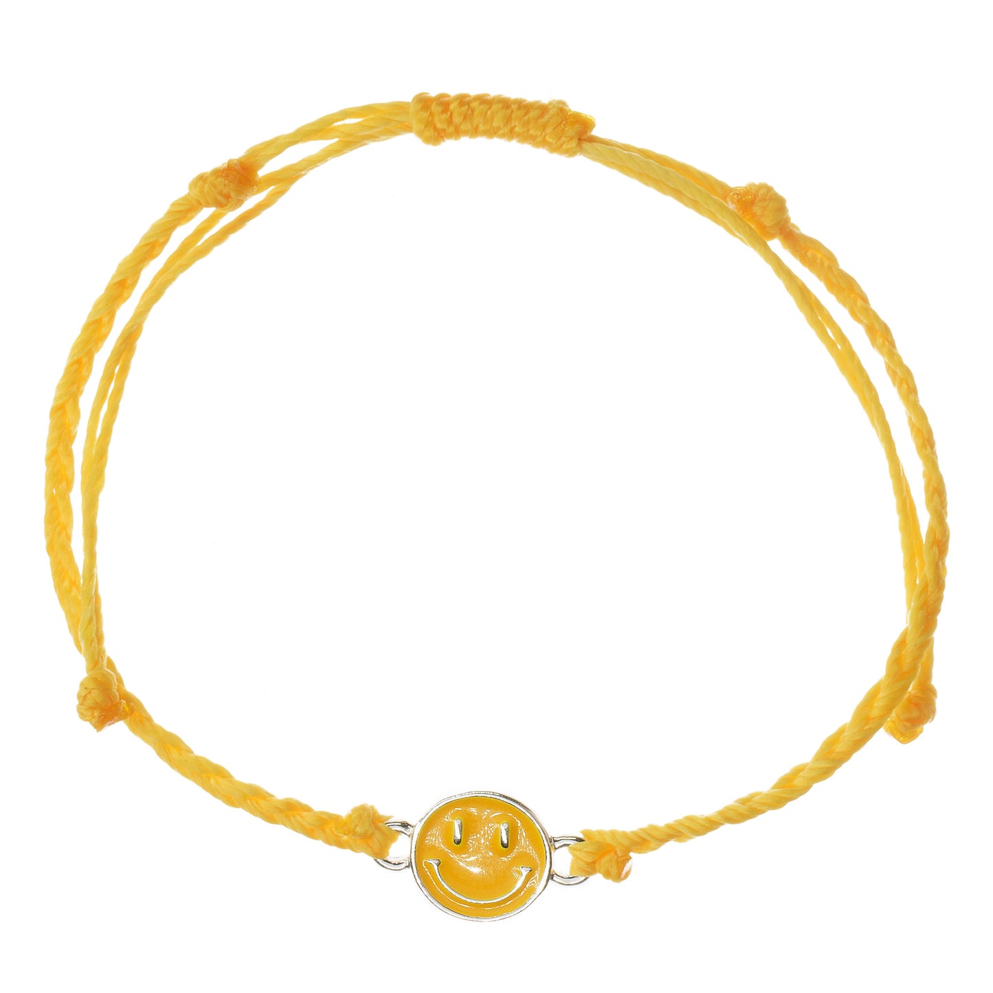 yellow smiley face charm string bracelet