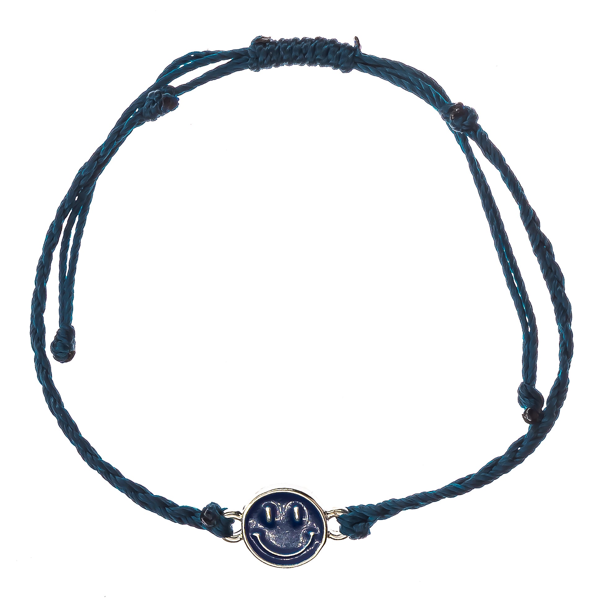 navy smiley face charm string bracelet