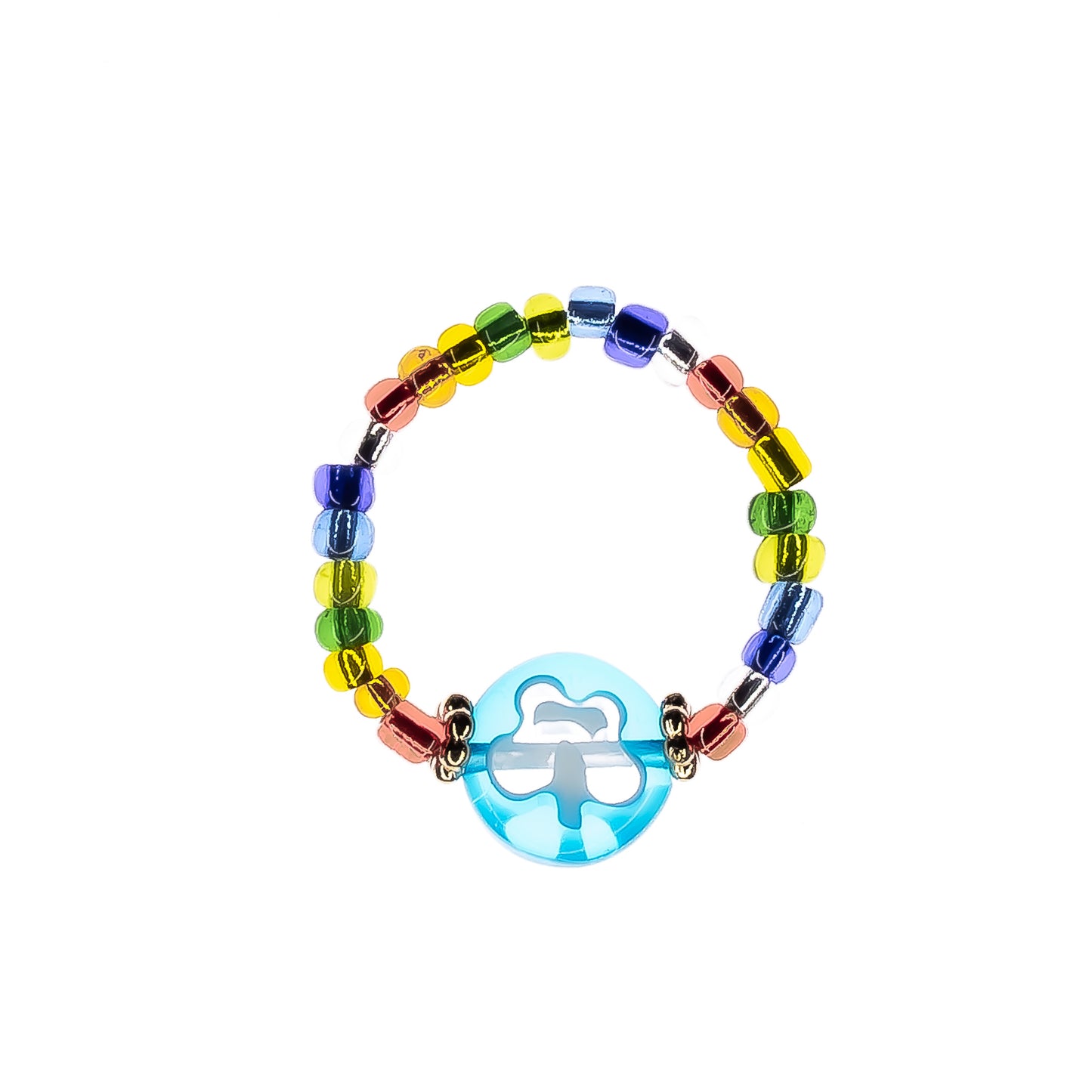 flower power beaded ring multi rainbow, women, teen