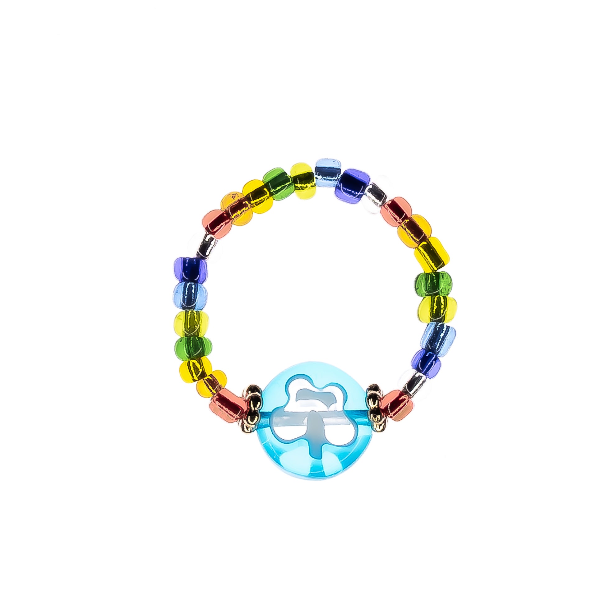 flower power beaded ring multi rainbow, women, teen