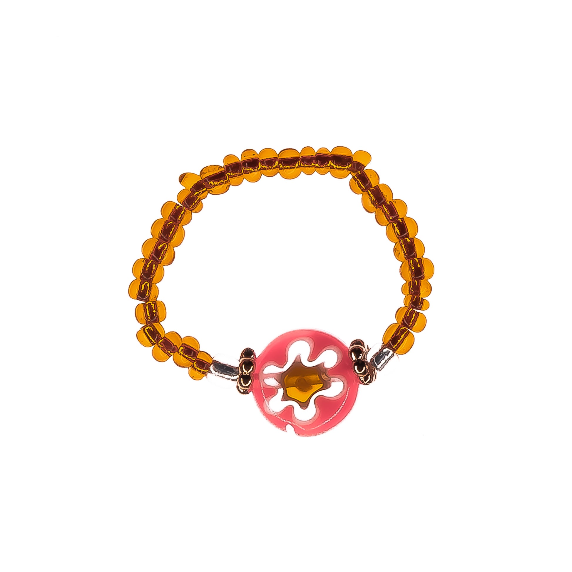 flower power beaded ring orange, women, teen