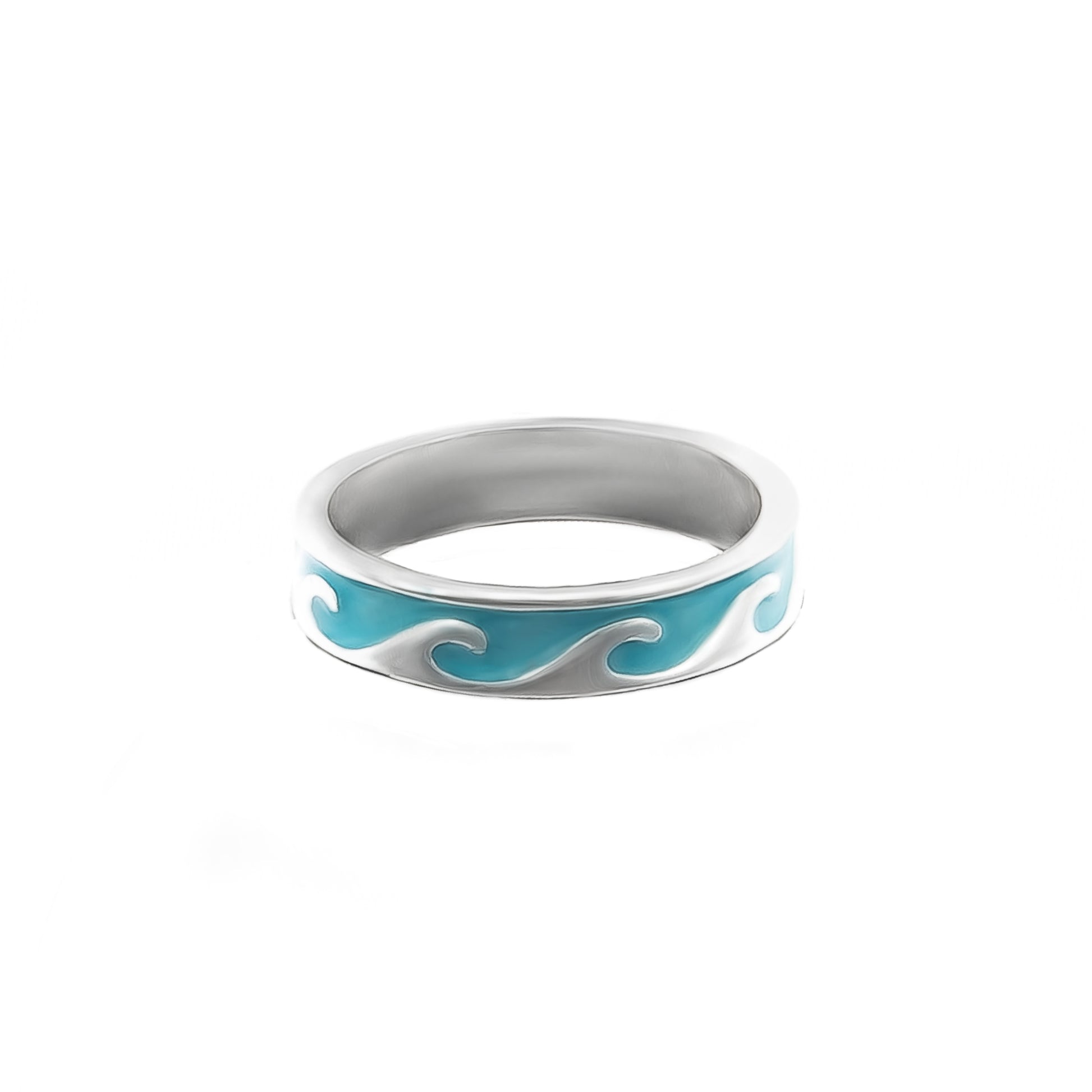 womens metal blue waves ring