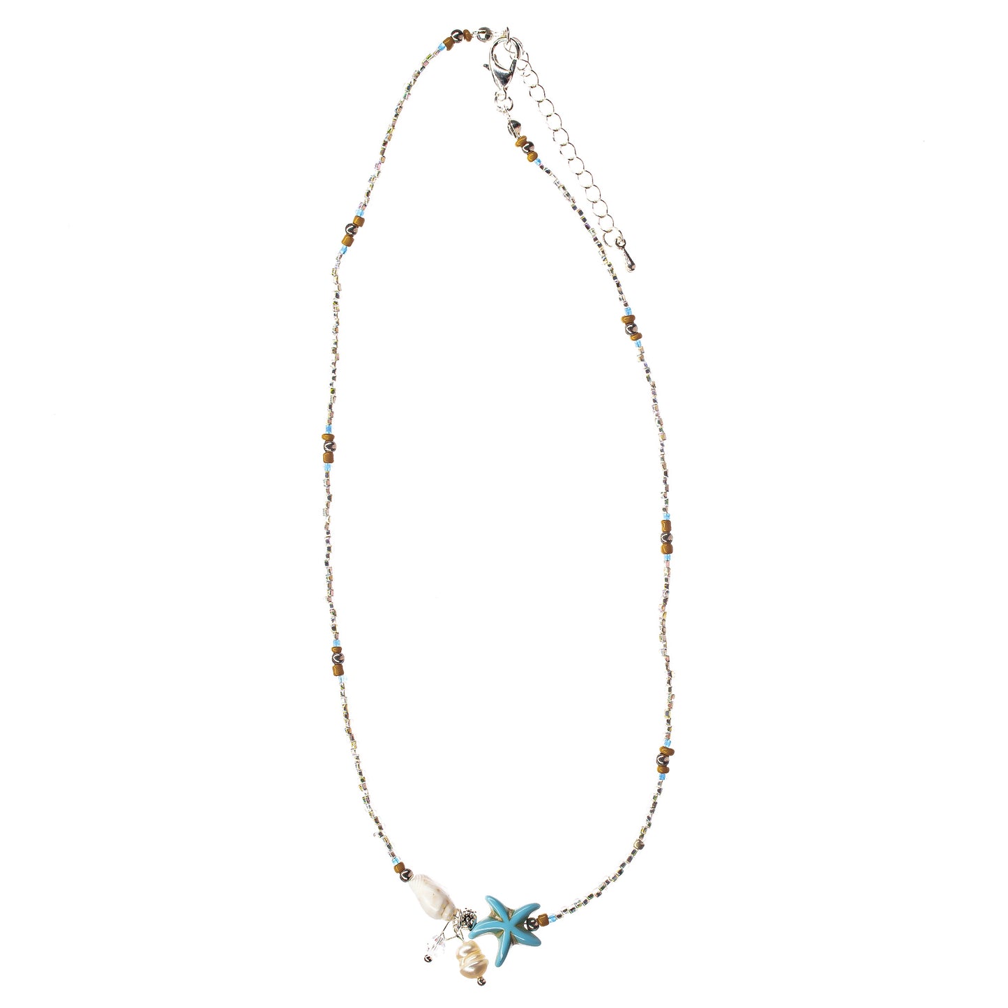 womens beaded beach style starfish shell choker necklace