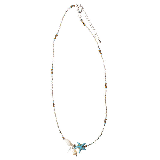 womens beaded beach style starfish shell choker necklace