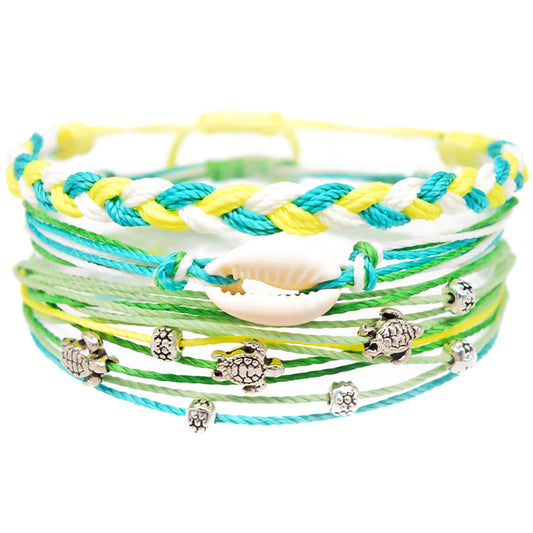 cowrie shell sea turtle beads string bracelet