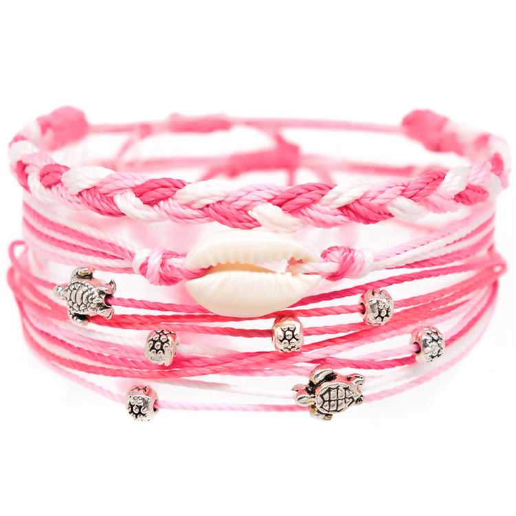 cowrie shell sea turtle beads string bracelet