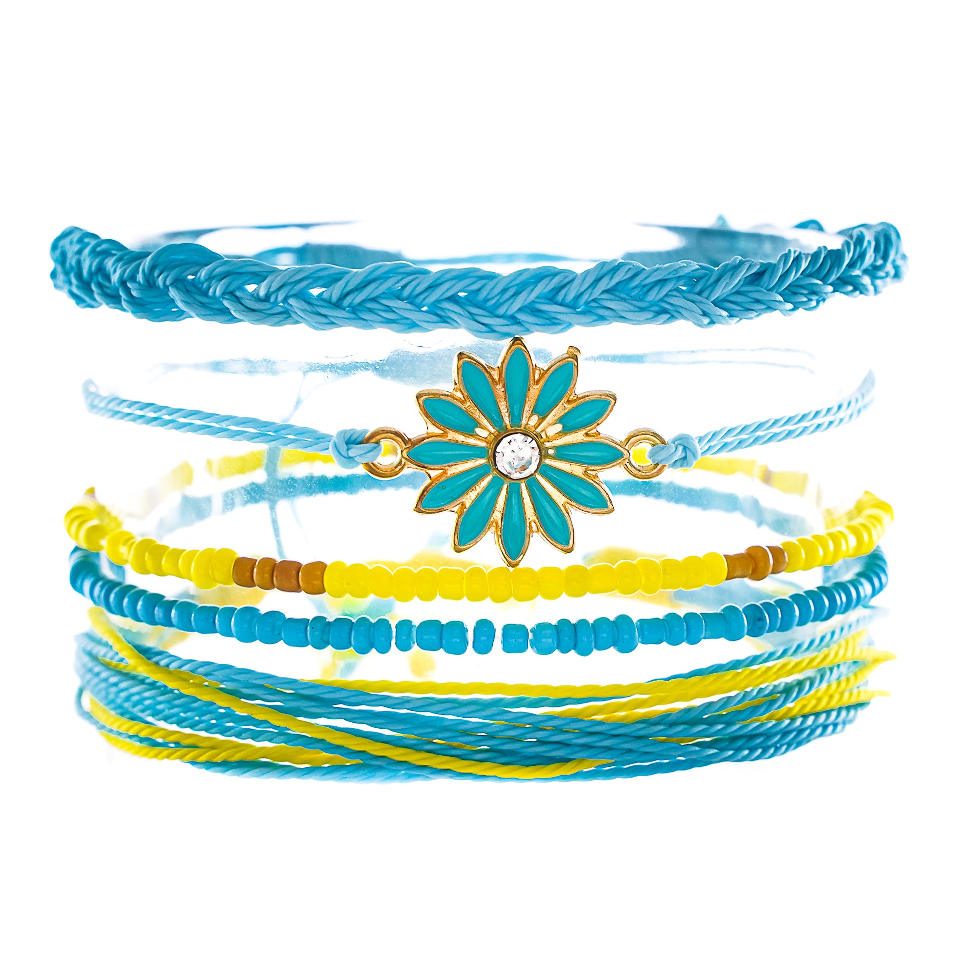 flower power string bracelets stack style pack