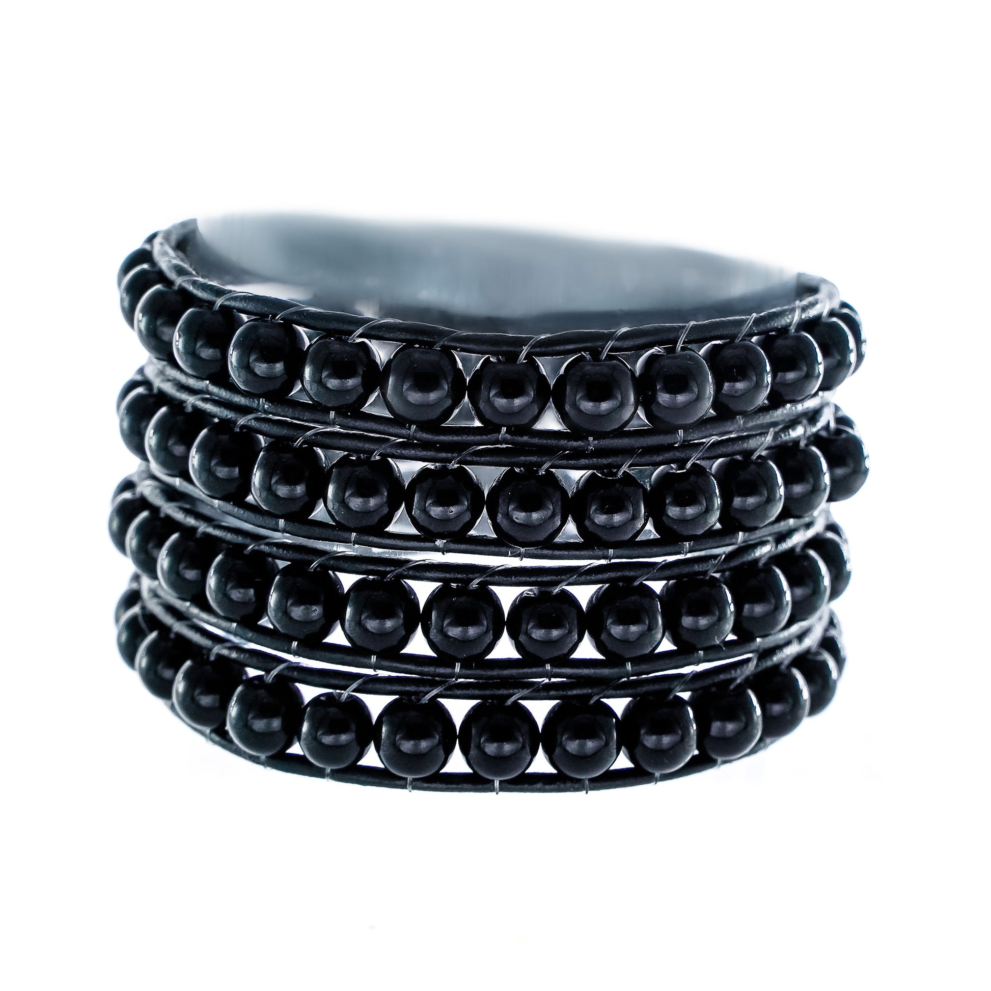 black onyx beaded wrap bracelet