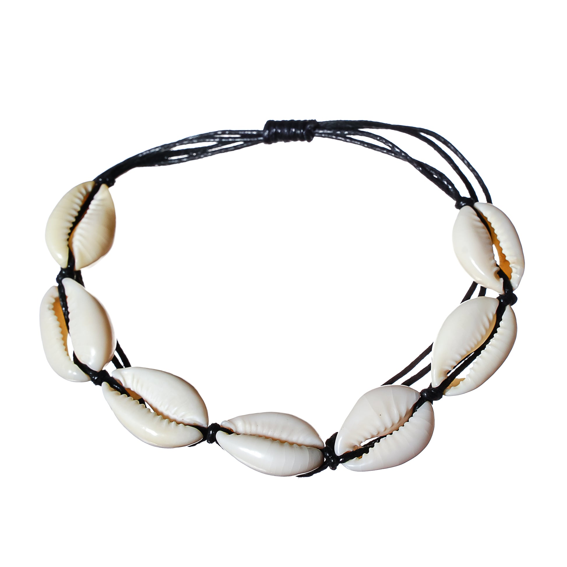 black cowrie shell beach anklet
