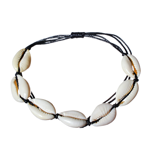 black cowrie shell beach anklet