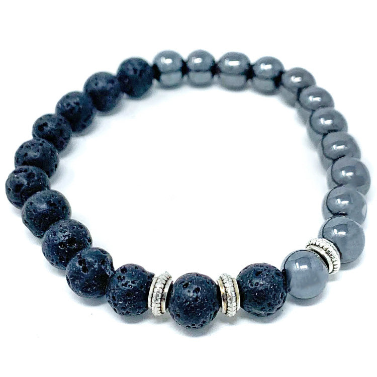 hematite lava beaded bracelet