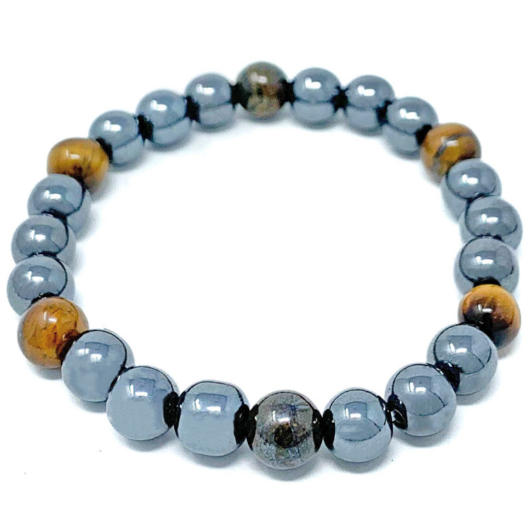 hematite tiger eye beaded bracelet