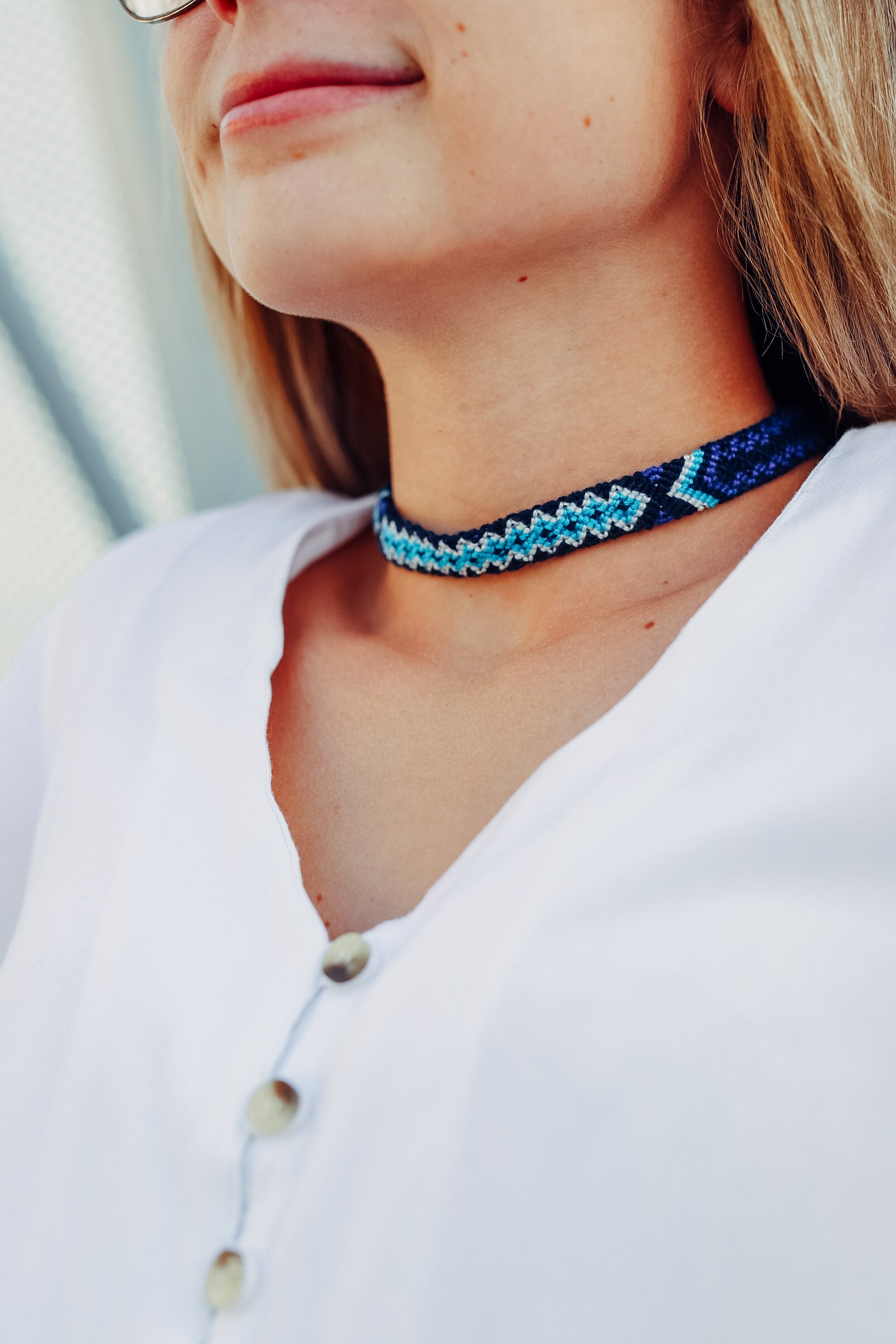 charming shark braided colorful hippie choker necklace