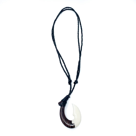 bone and wood hawaiian hook necklace