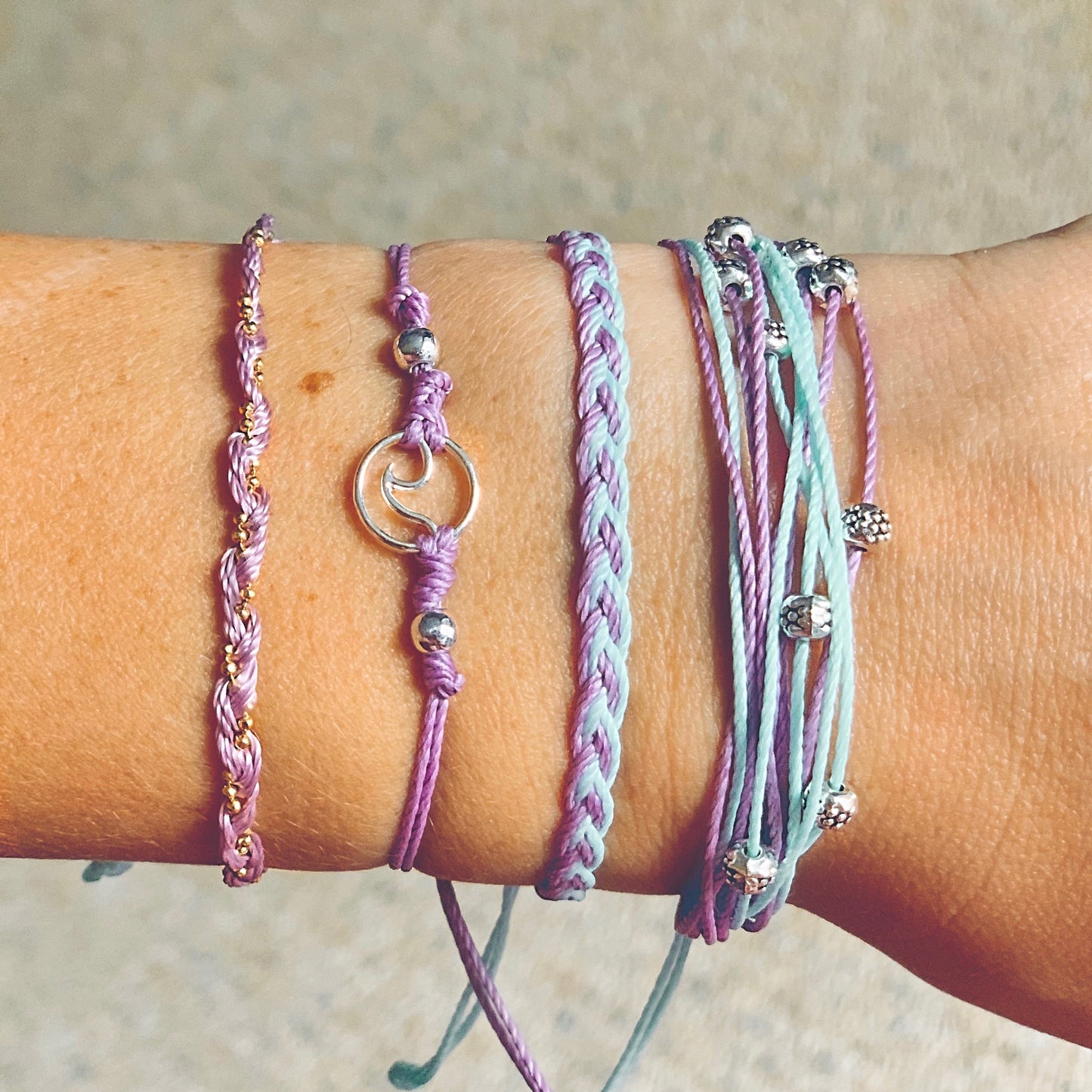 charming shark purple ocean wave beach style string bracelet stack packs