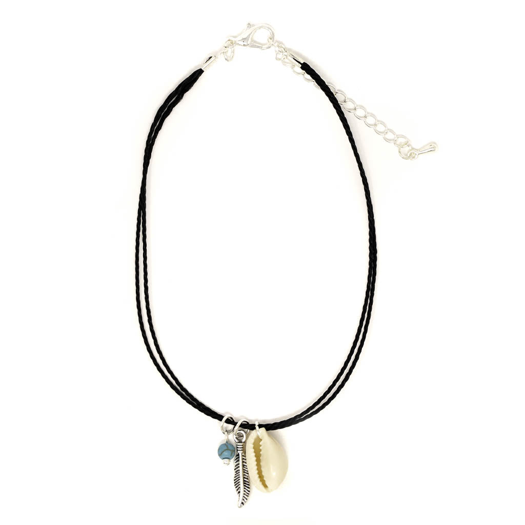 cowrie feather dream tribal anklet