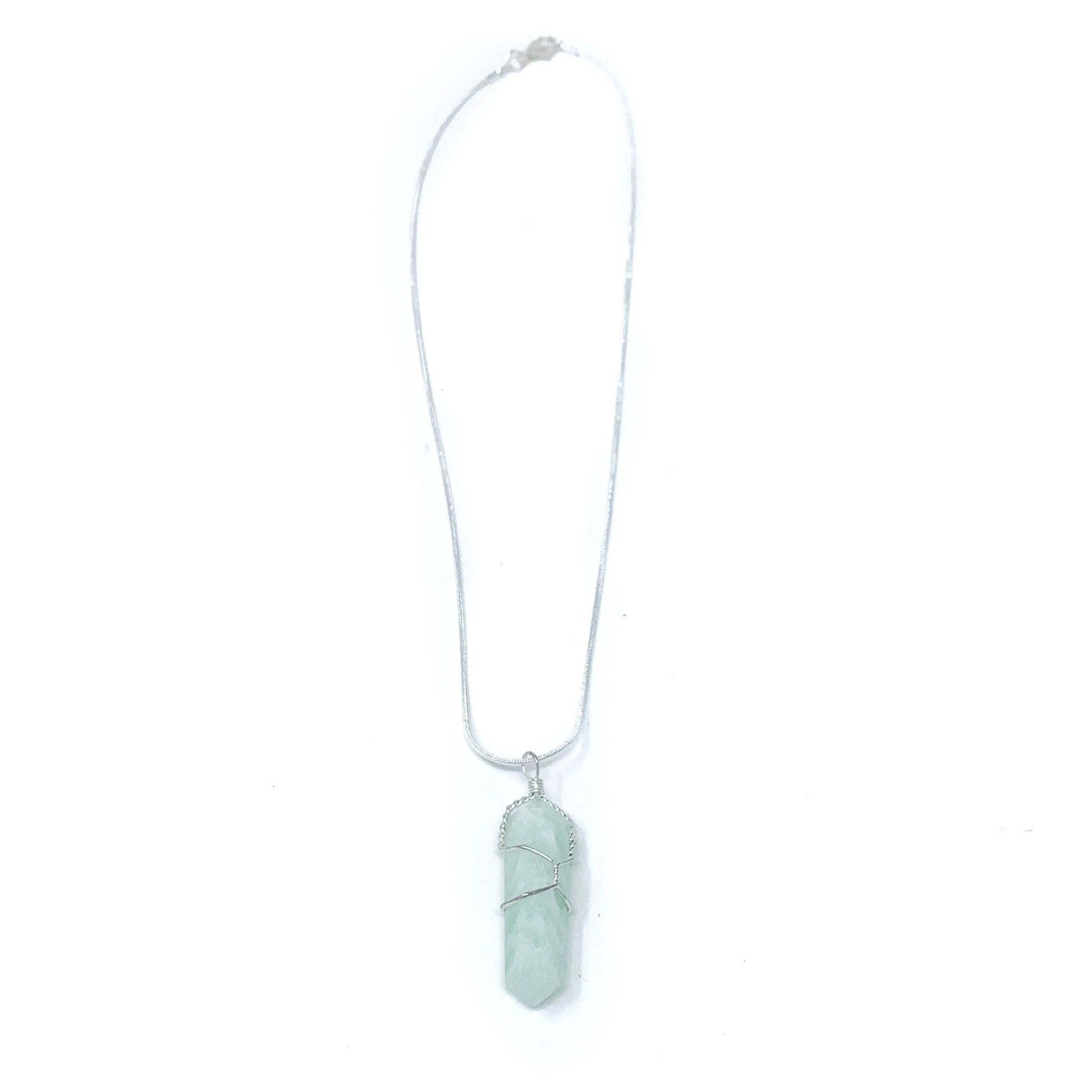 amazonite healing crystal necklace on silver chain