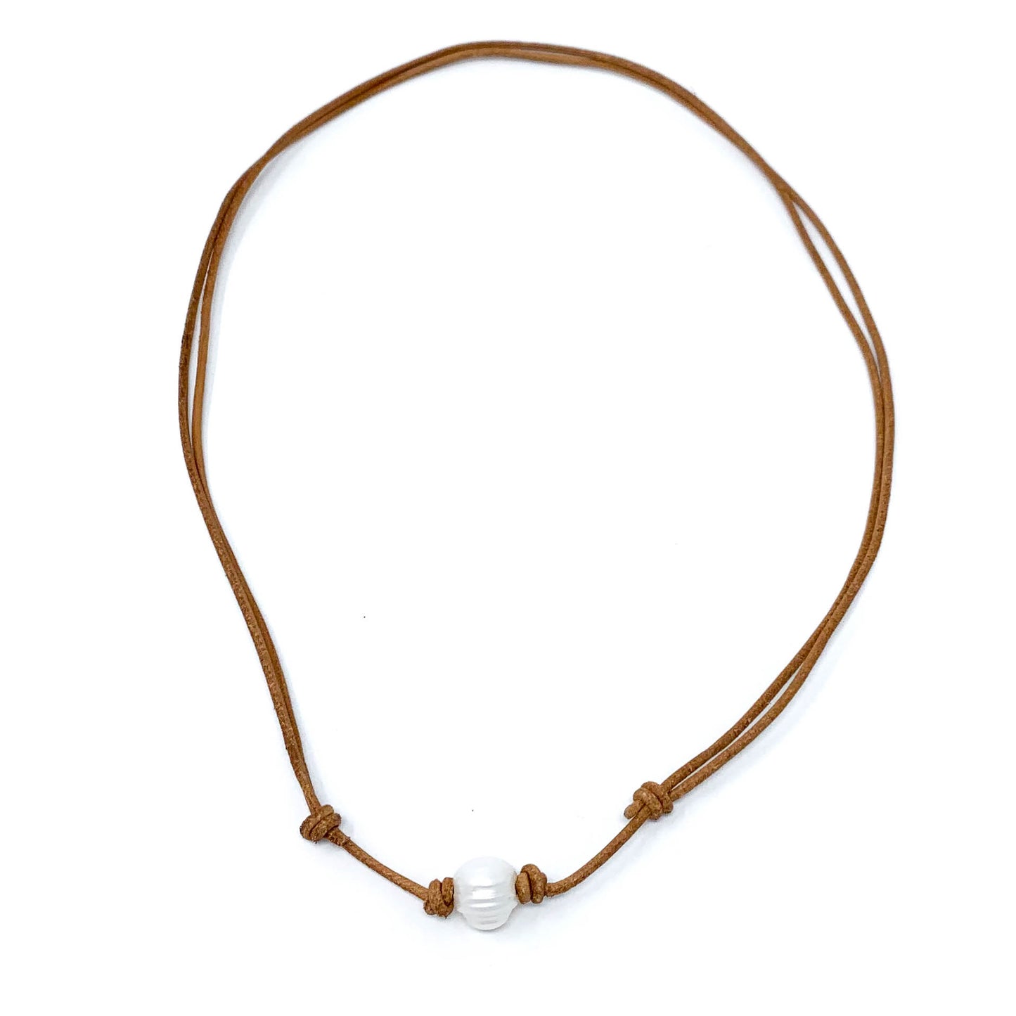 single pearl tan choker necklace
