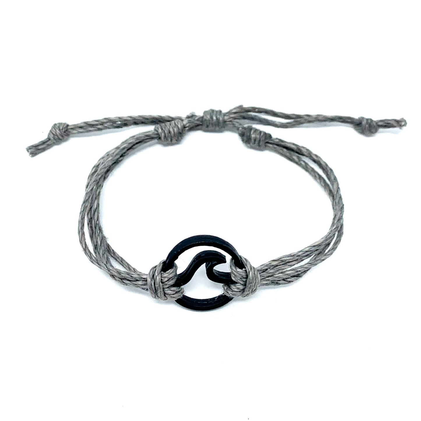 grey black wave pura vida string bracelet 